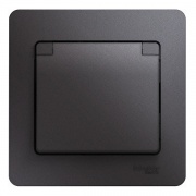 Розетка с заземлением со шторками с крышкой IP20 16А 250В в сборе SE Glossa, графит