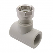 Тройник с переходом на накидную гайку FV-Plast - 25 x 3/4" (для полипроп.труб, цвет серый)