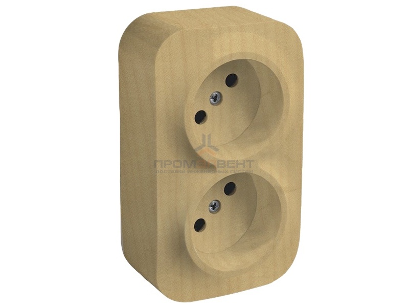 Розетка двойная Legrand Quteo без заземления дерево [уп 10шт]