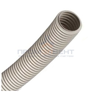 Труба ПВХ гибкая гофр. д.25мм, лёгкая без протяжки, цвет серый [бухта 50м]