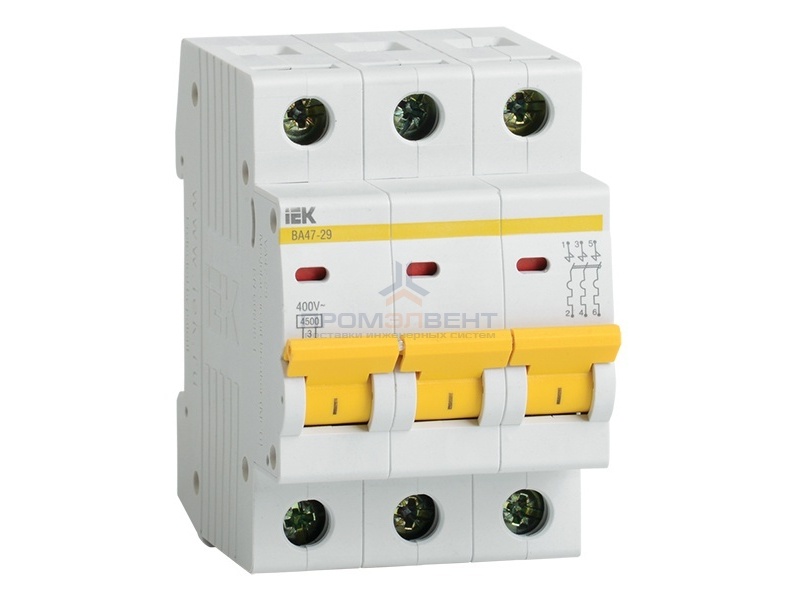 Автоматический выключатель ВА47-29 3Р 3А 4,5кА характеристика В ИЭК (автомат)
