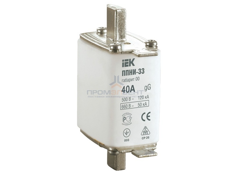 Плавкая вставка предохранителя ППНИ-33, габарит 00,  40А   ИЭК