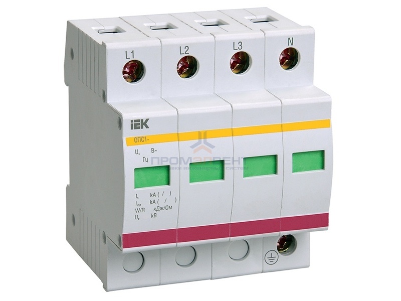 УЗИП Ограничитель импульсных перенапряжений ОПС1-D 4Р In5kA Un230B Im10kA ИЭК