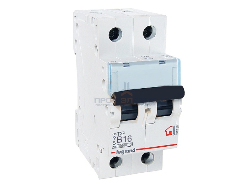 Автоматический выключатель Legrand TX3 B16A 2П 6kA (автомат)